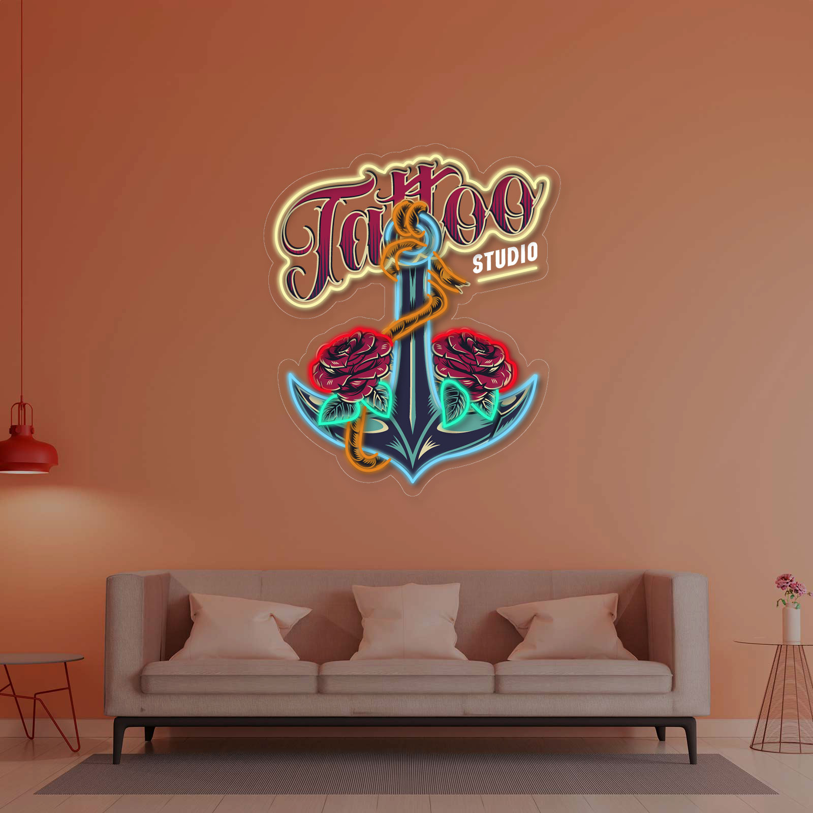 Letreiro Néon Tattoo Studio Âncora - Miniatura 1