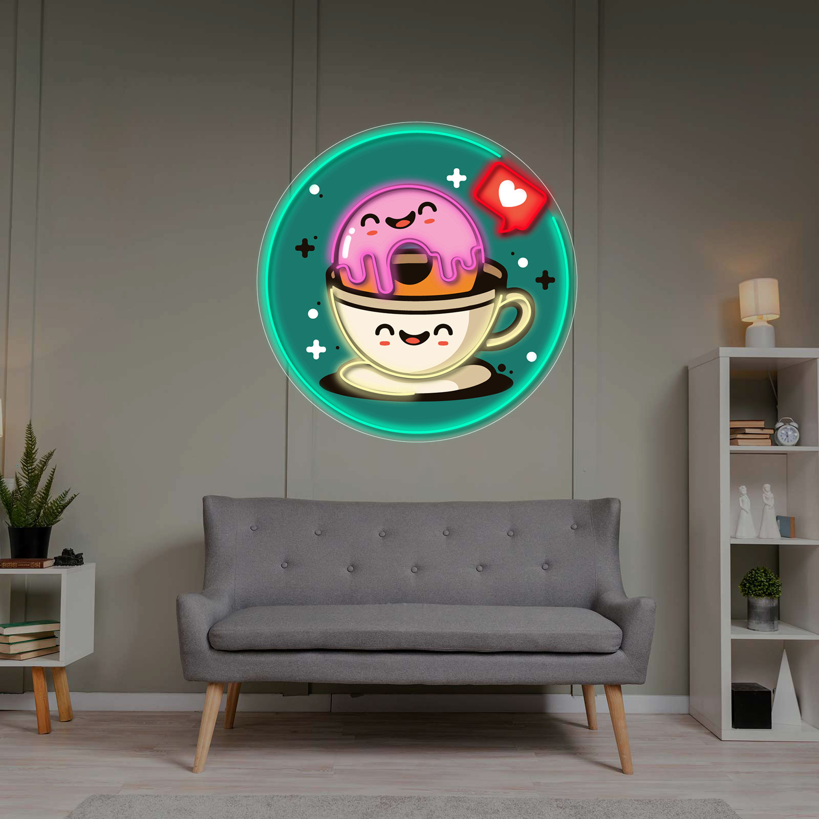 Placa de Néon LED Chávena & Donut - Miniatura 1