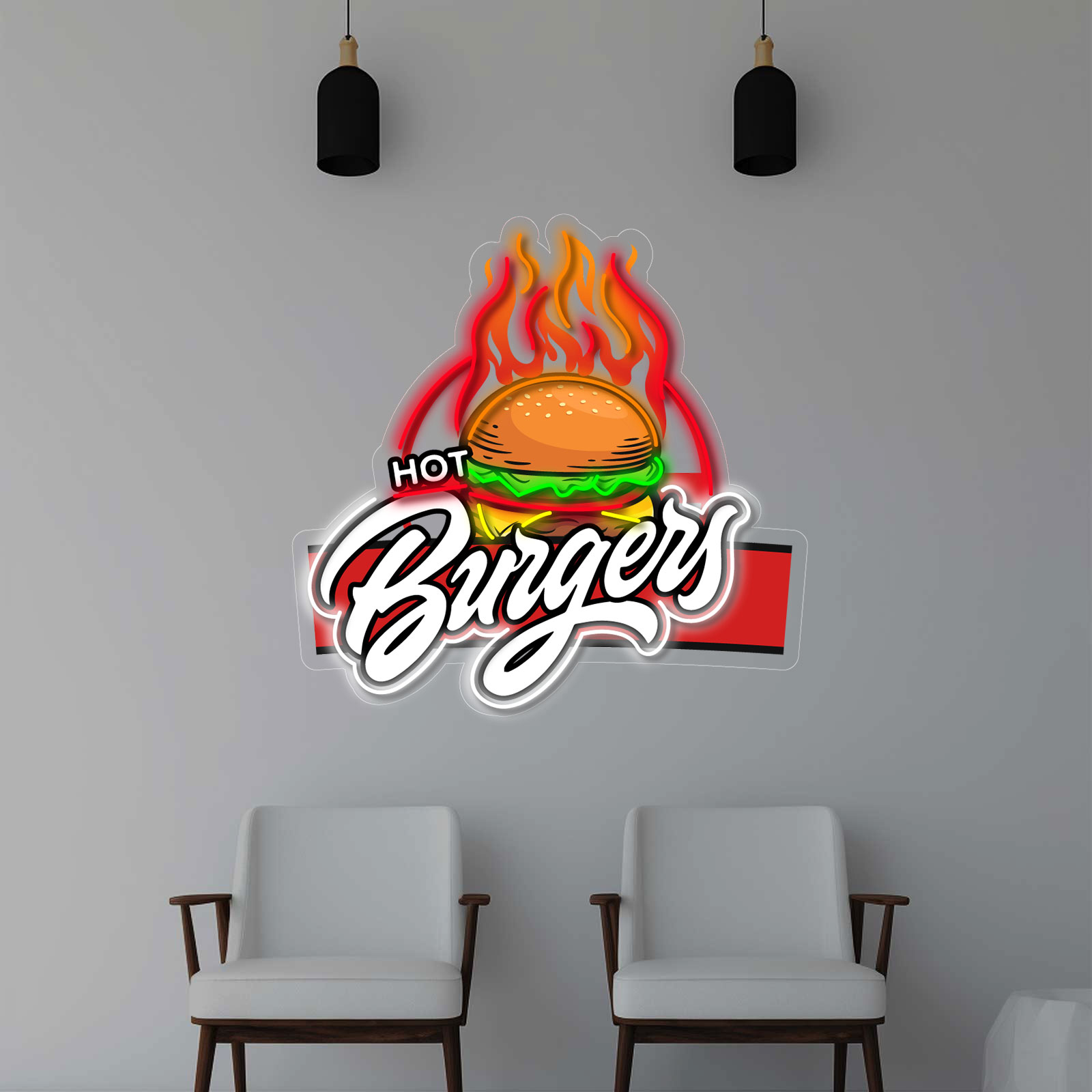 Letreiro de Néon Hot Burgers - Miniatura 1