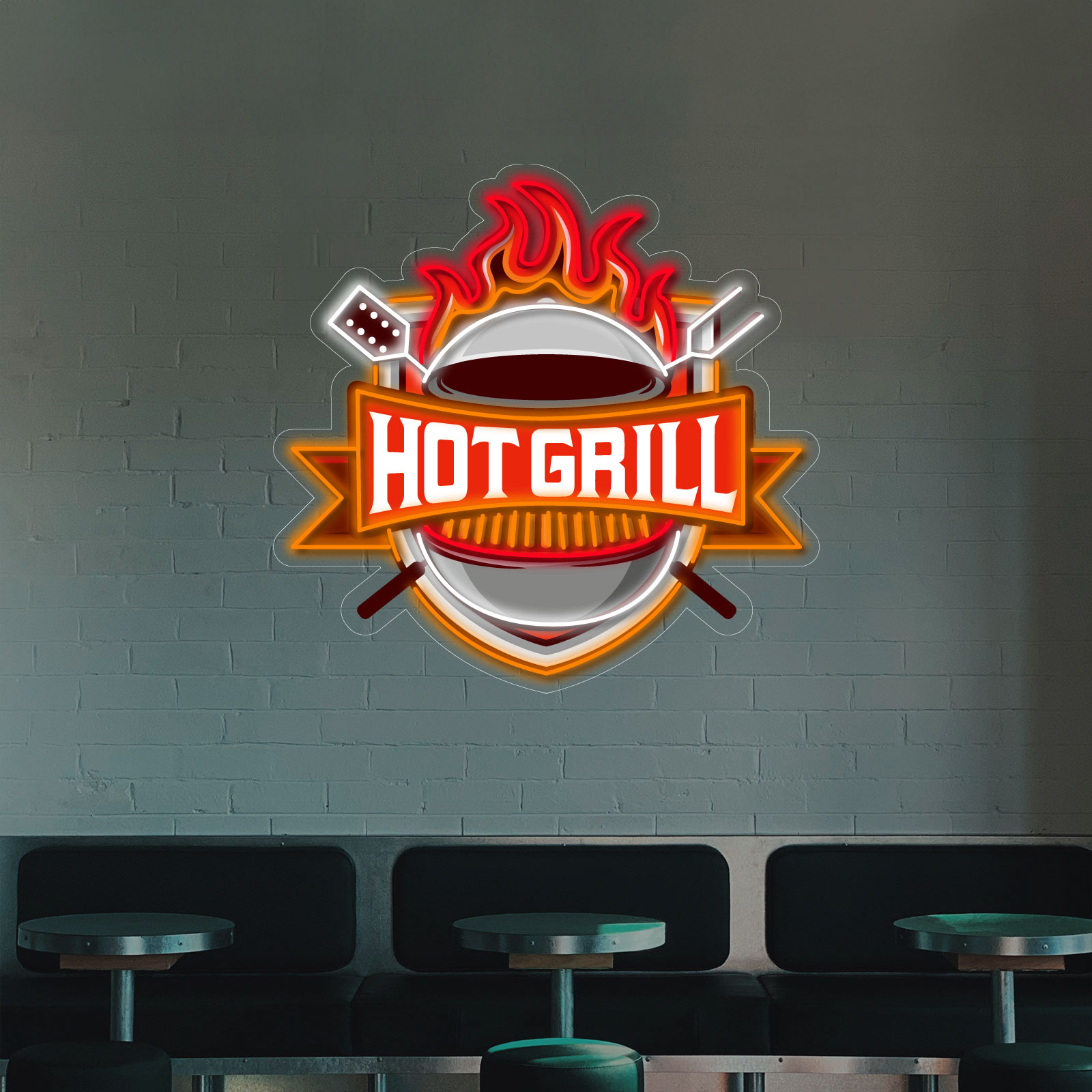 Tableau Néon HOT GRILL - Miniature 1
