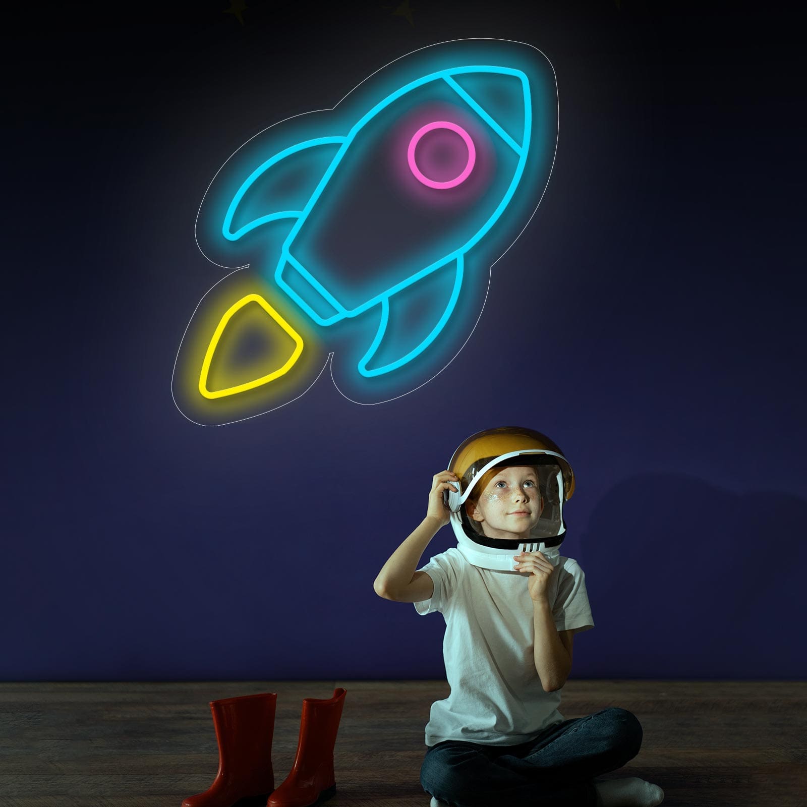 Letreiro Néon Foguete Infantil - Miniatura 1