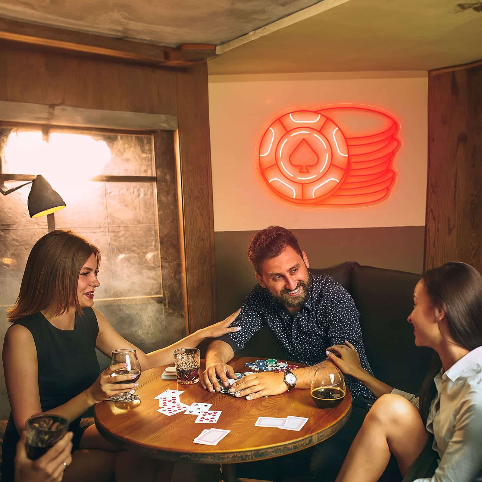 Letreiro de Néon Ficha de Poker - Miniatura 1