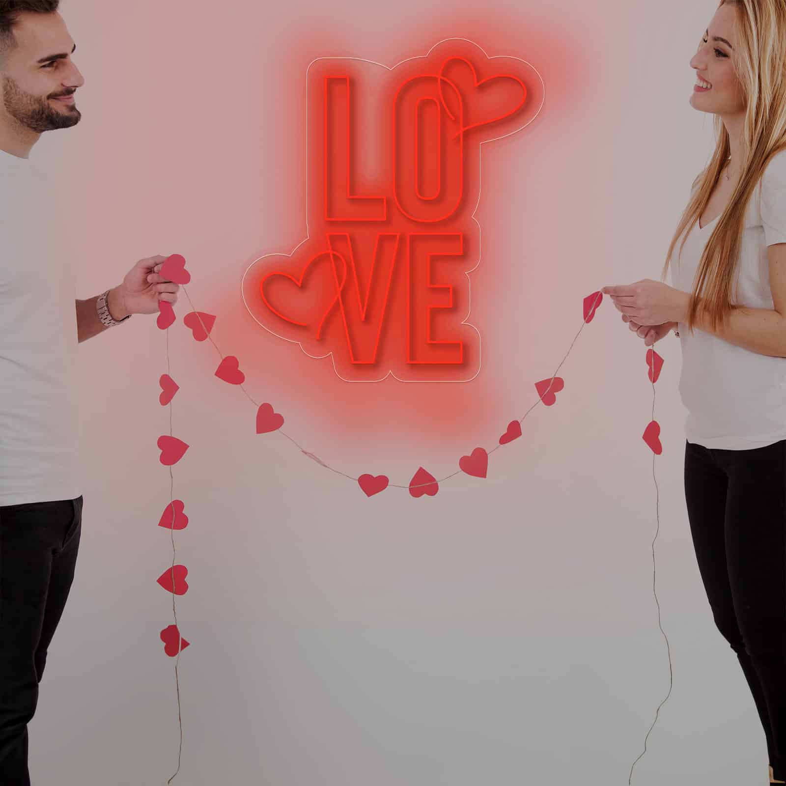 Néon LOVE cœurs - Miniature 1