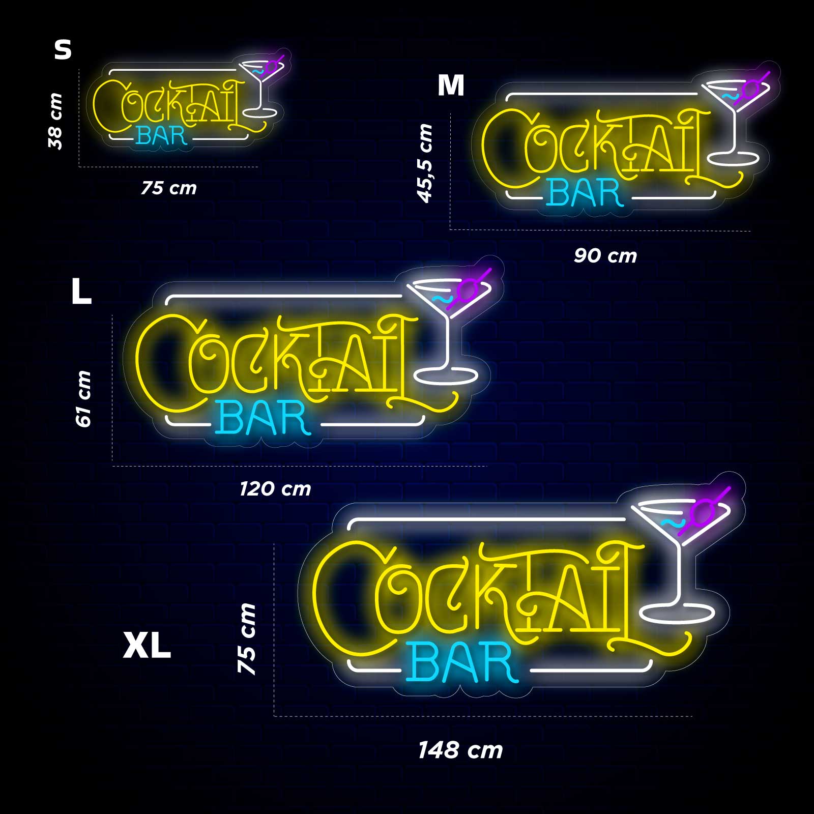 Letreiro de Néon LED para Bar de Cocktails Horizontal - Miniatura 4