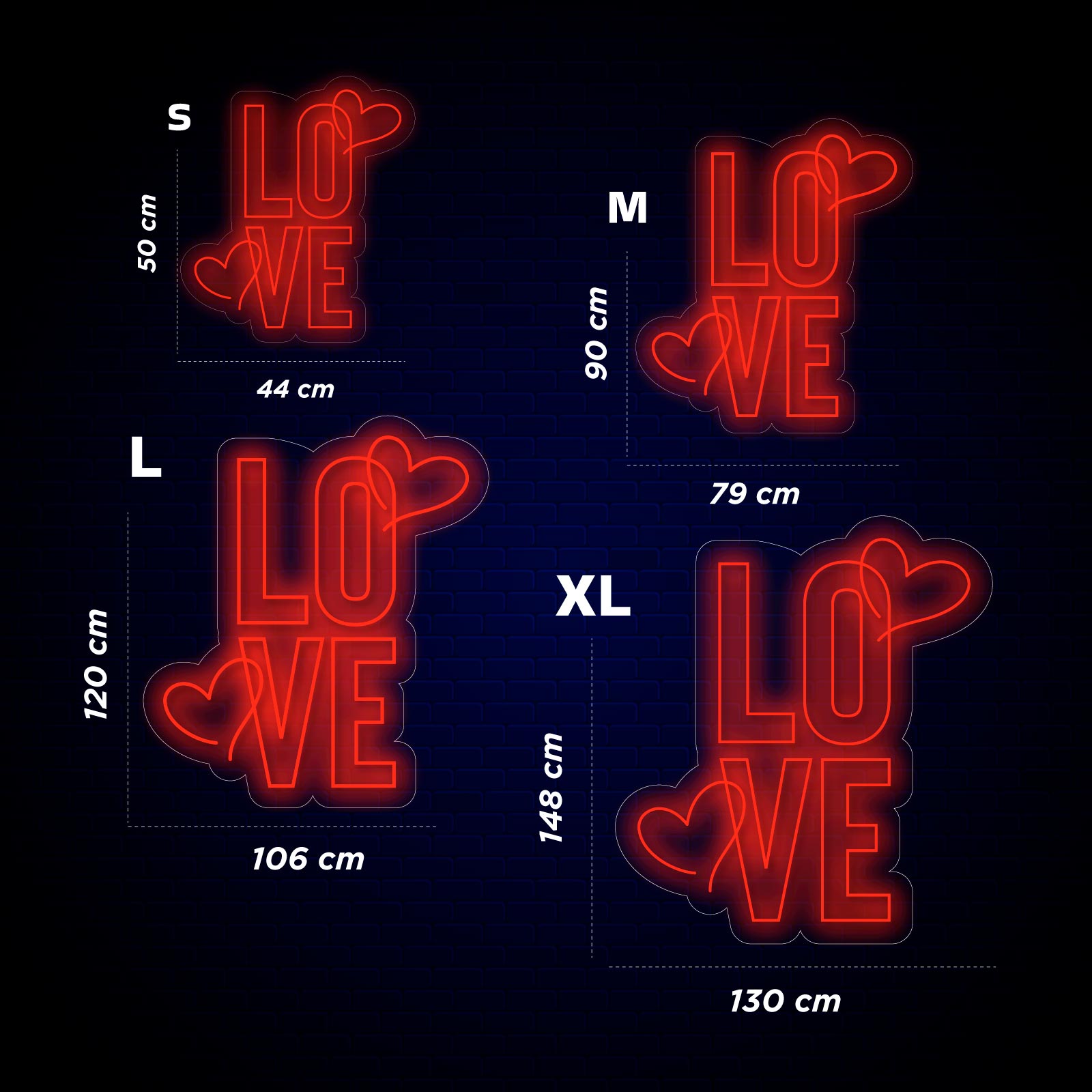 Néon LOVE cœurs - Miniature 4