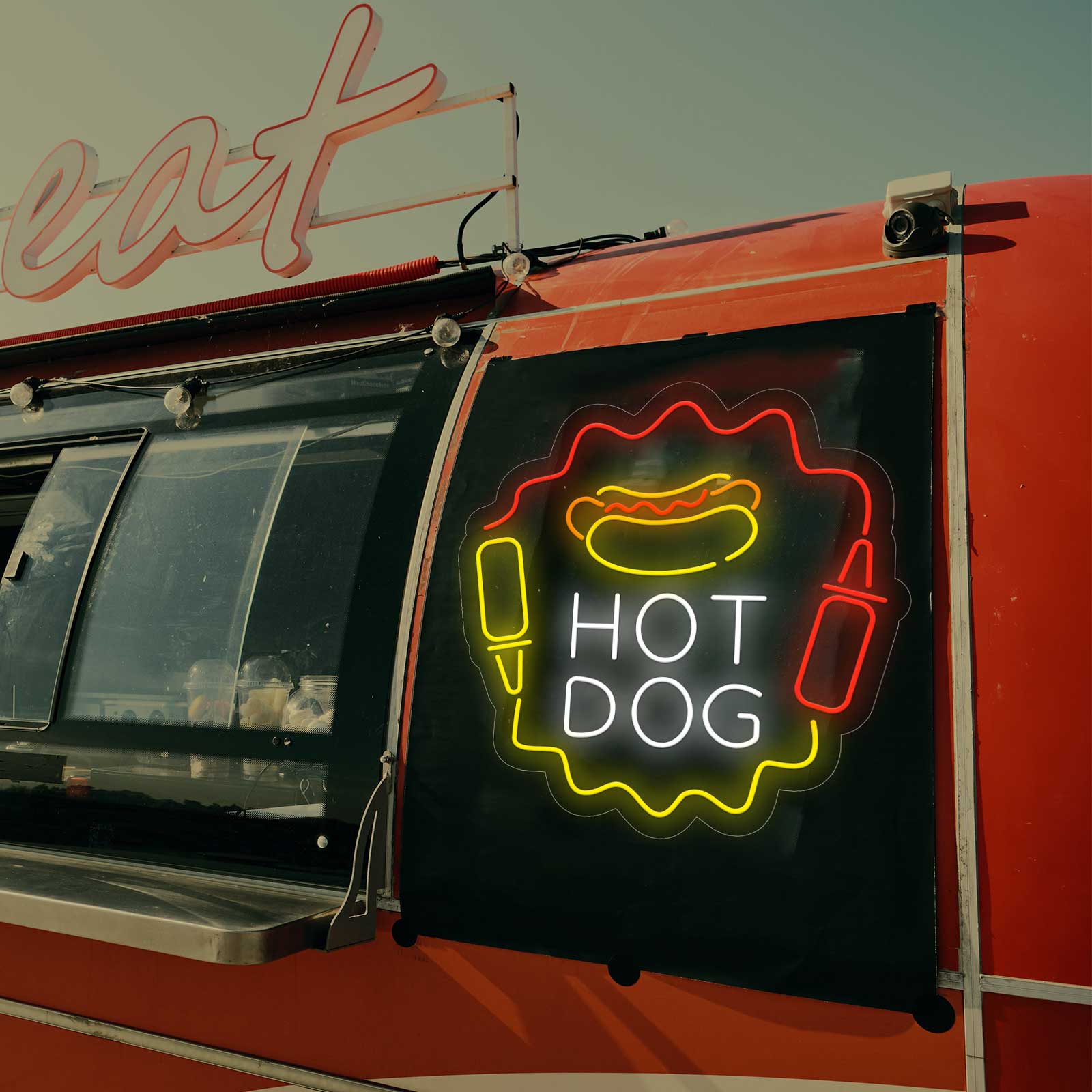Néon Hot Dog com Molhos - Miniatura 1