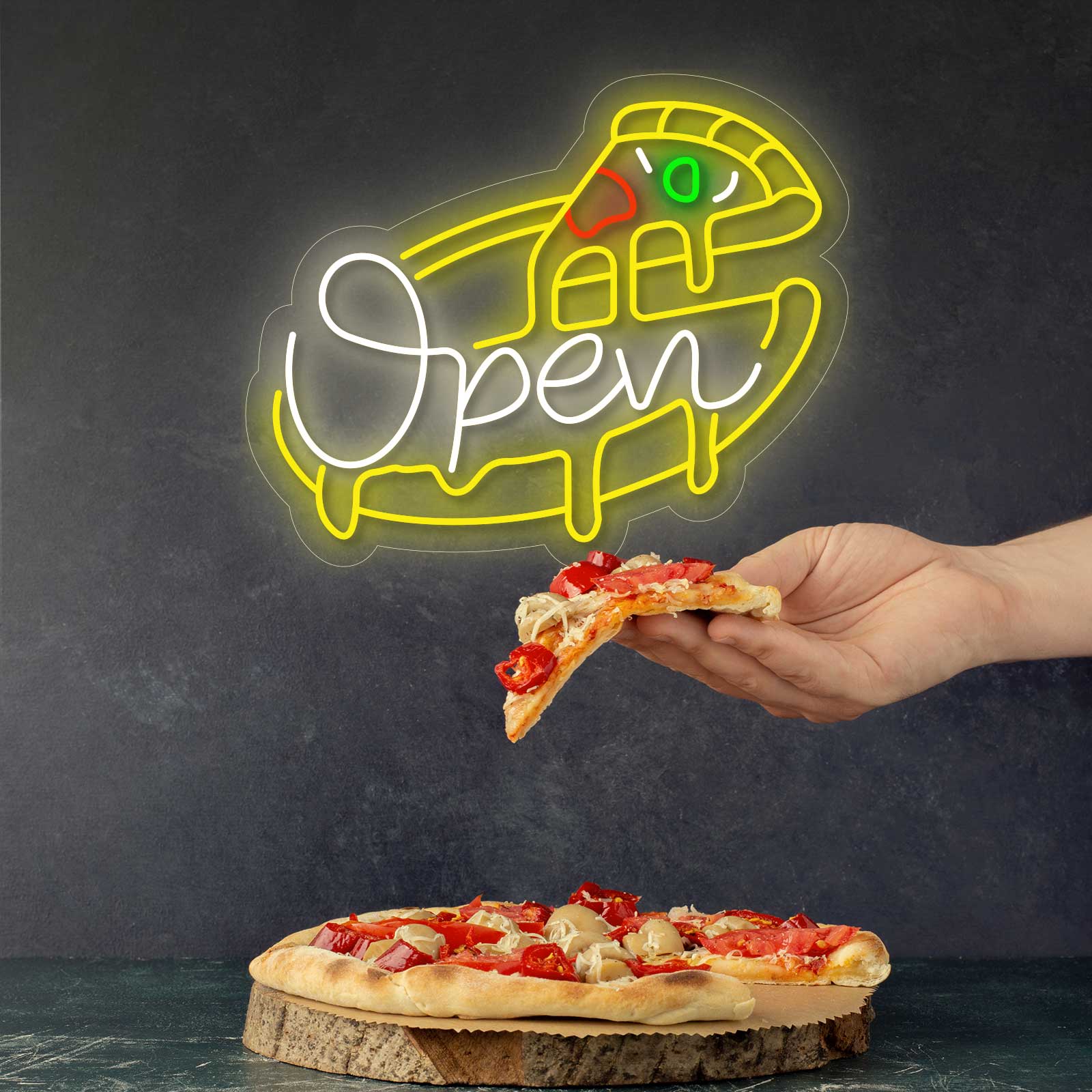Néon Ouvert Pizza - Miniature 1