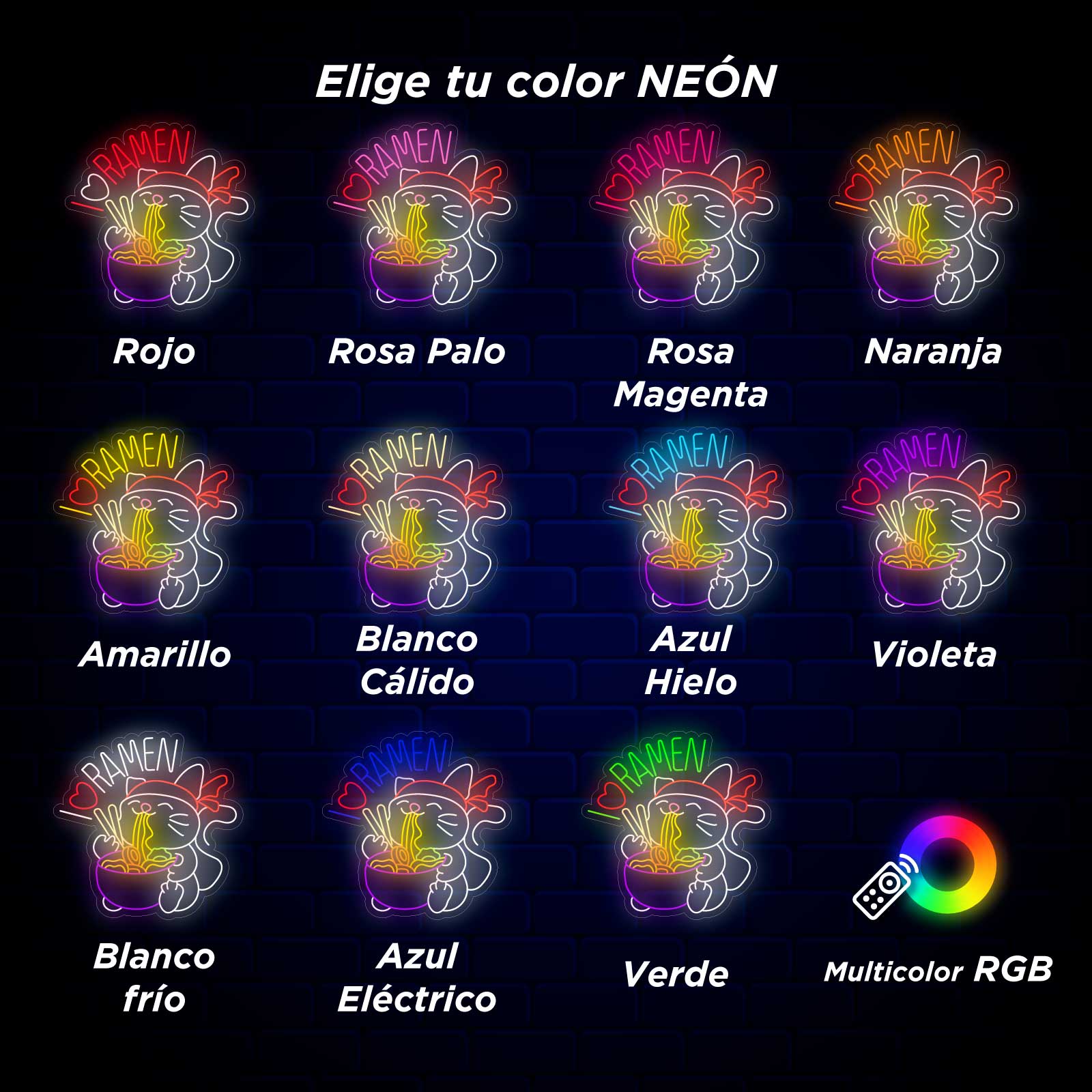 Néon LED Eu Adoro Ramen - Miniatura 5