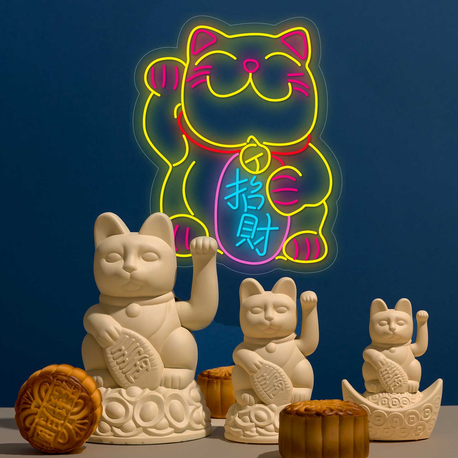 Letreiro Néon Maneki Neko, o Gato da Sorte - Miniatura 1
