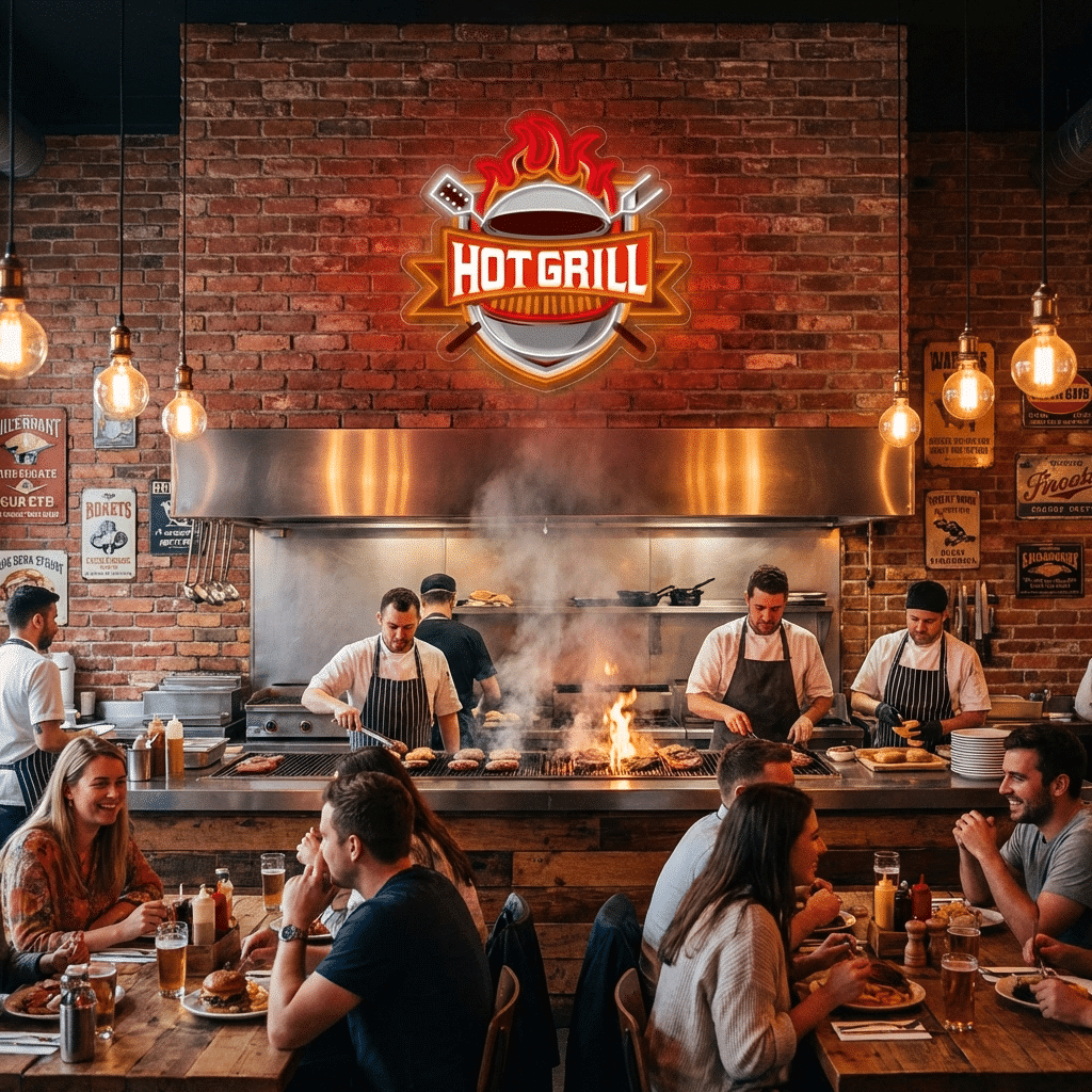Tableau Néon HOT GRILL - Miniature 2