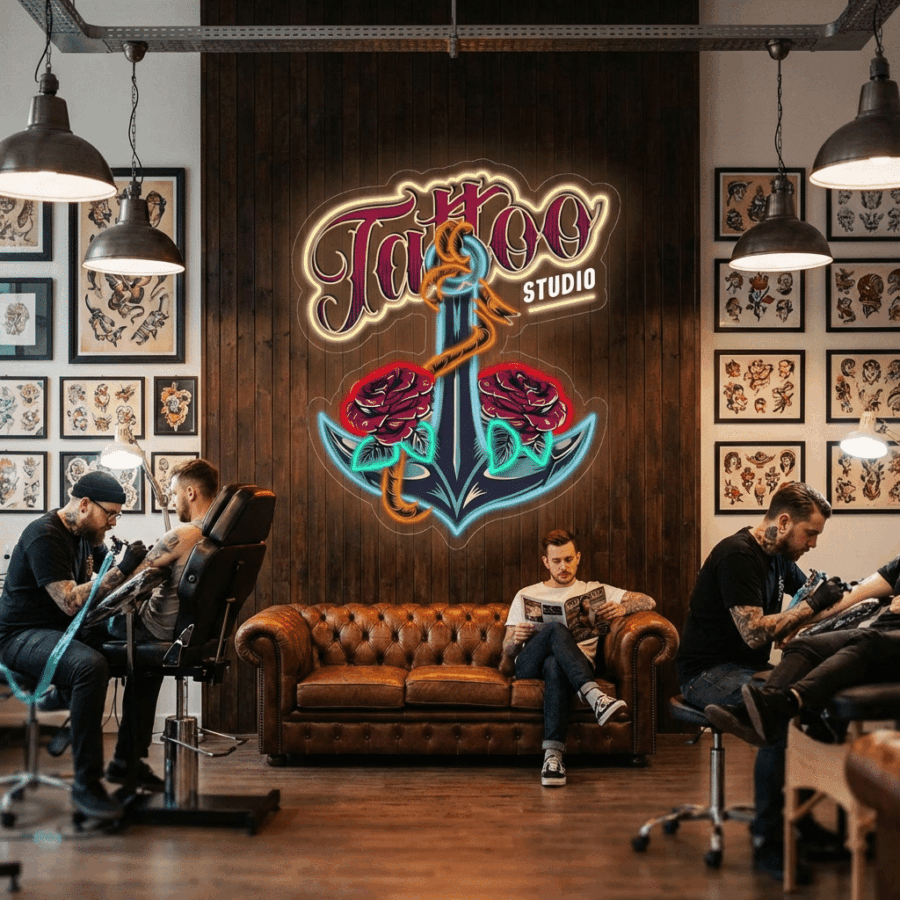 Letreiro Néon Tattoo Studio Âncora - Vista 2