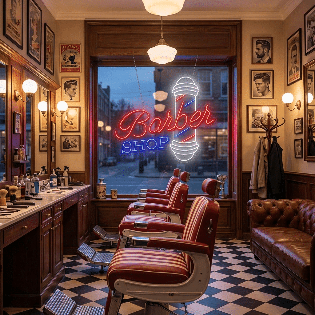 Enseigne Néon Barber Shop Classique - Miniature 3