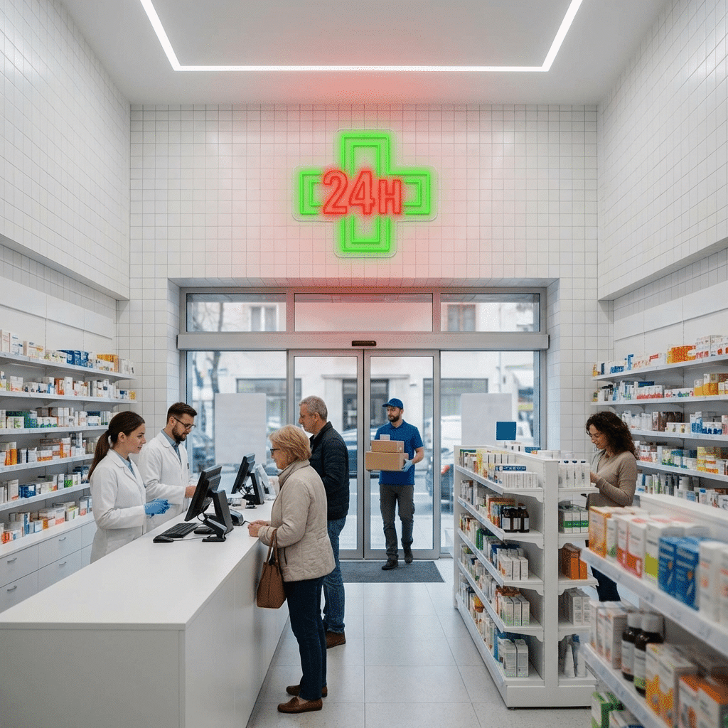 Croix de Pharmacie Néon LED 24H - Miniature 2