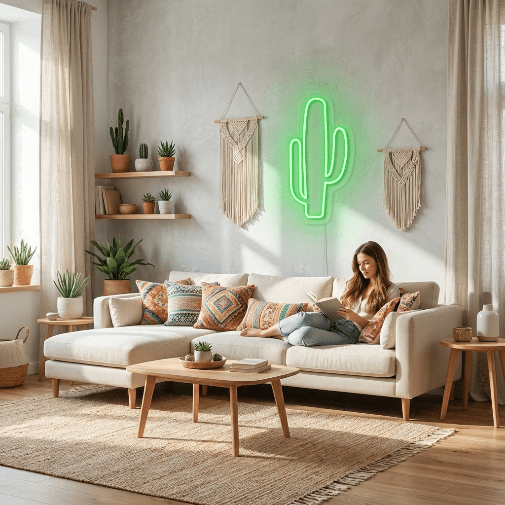 Lumières néon décoratives pour un salon