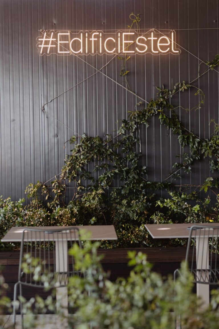 Enseignes néon LED pour Edificiestel, fabriquées par Space Neon.
