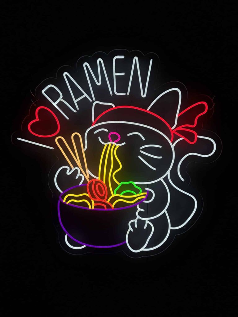 Enseigne néon LED sur mesure « Ramen », fabriquée par Space Neon.